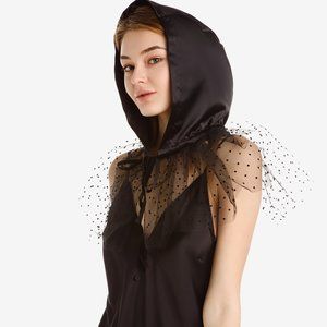 UNU Head Scarf Black Satin Evening Hood NWT
